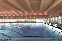 Illustration du bassin principal du nouveau centre aquatique de Rouyn-Noranda
